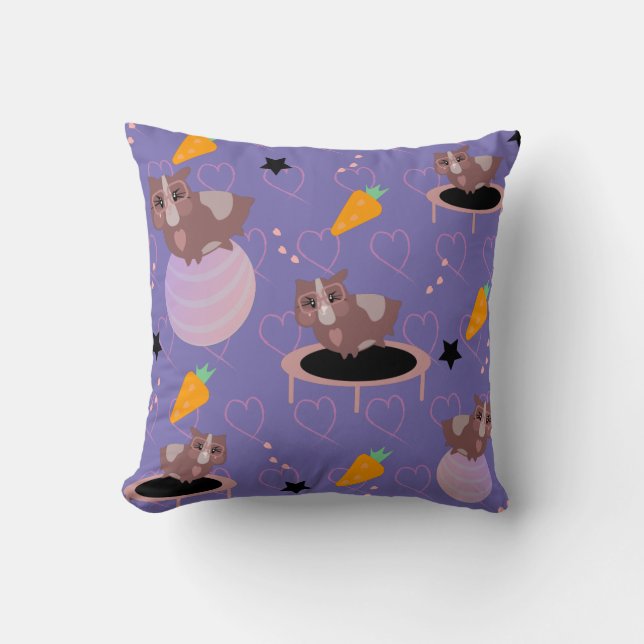 Cute Guinea Pigs Exercising Cushion (Front)