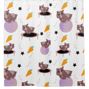 Cute Guinea Pigs Exercising Shower Curtain