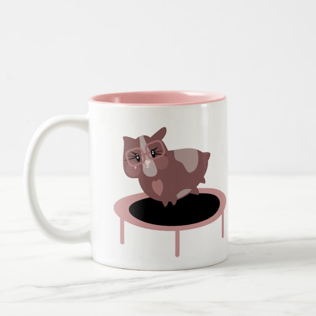 Cute Guinea Pigs Exercising Two-Tone Coffee Mug (Left)