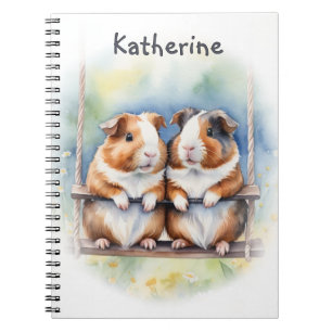 Cute Guinea Pigs on a Swing Personalised Notebook