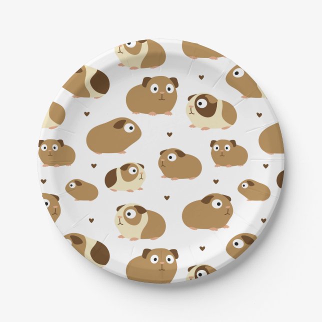 Cute Guinea Pigs Paper Plate (Front)