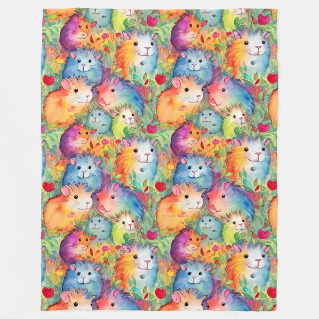 Cute guinea pigs pattern fleece blanket (Front)
