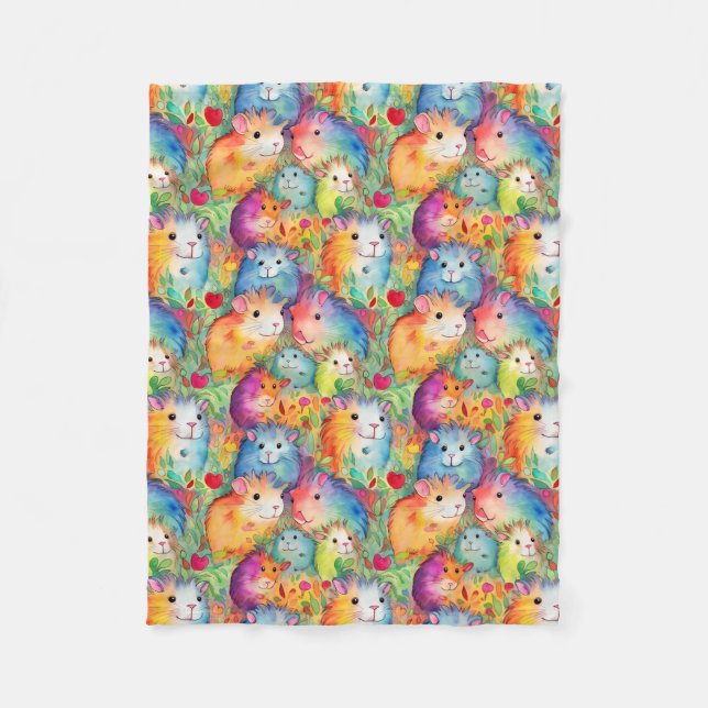 Cute guinea pigs pattern fleece blanket (Front)