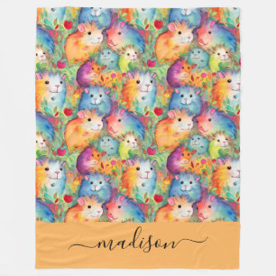 Cute guinea pigs pattern script name fleece blanket
