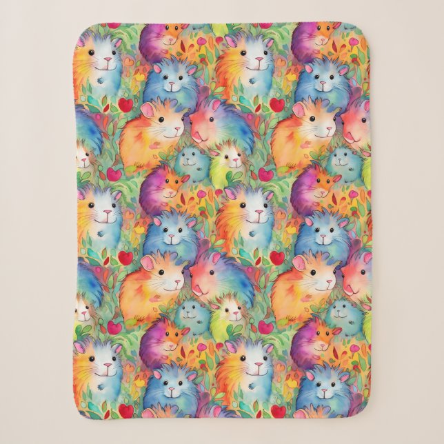 Cute guinea pigs pattern sherpa blanket (Front)