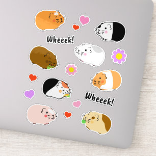 Cute Guinea Pigs with Hearts and Flowers