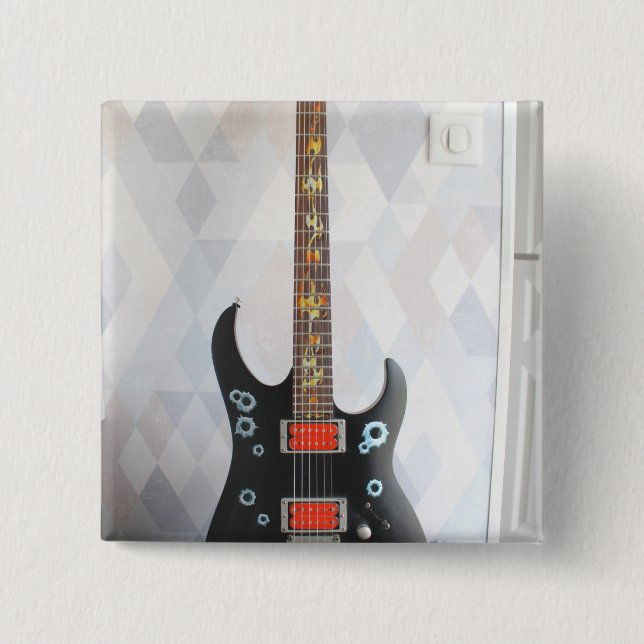 Cute Guitar 15 Cm Square Badge (Front)