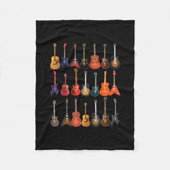 Cute Guitar Rock And Roll Musical Instruments Gift Fleece Blanket (Front)