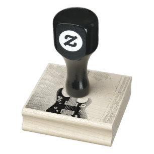 Cute Guitar Rubber Stamp