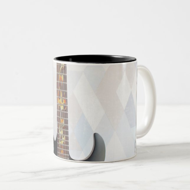 Cute Guitar Two-Tone Coffee Mug (Front Right)