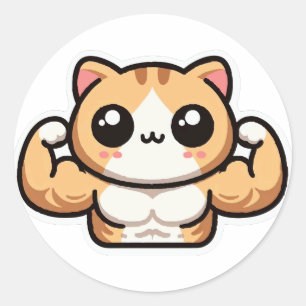 Cute Gym Cat Classic Round Sticker
