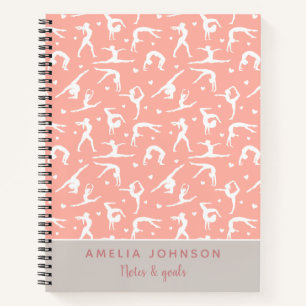 Cute Gymnast Pink Custom Name Modern Notebook