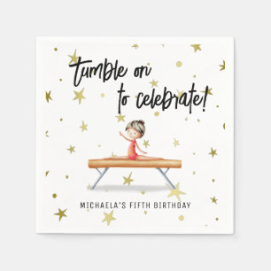Cute Gymnastics Balance Beam Girl Birthday Napkin