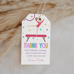 Cute Gymnastics Birthday Party Thank You Favor Gift Tags