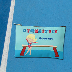 Cute Gymnastics Blonde Girl Personalised Kids Accessory Pouch