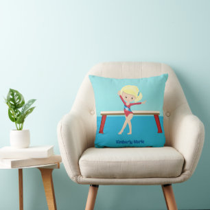 Cute Gymnastics Girl Custom Blonde Gymnast Cushion