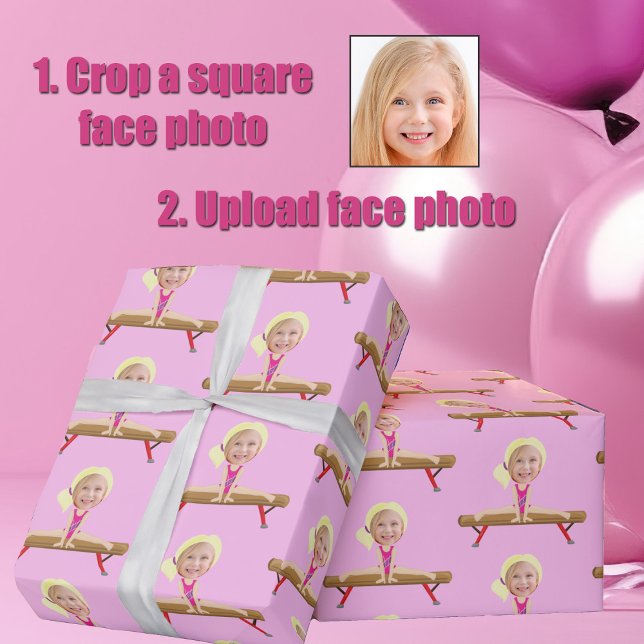 Cute Gymnastics Girl Custom Blonde Kids Photo Wrapping Paper (Creator Uploaded)
