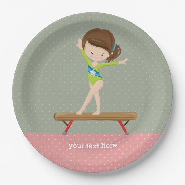 Cute gymnastics girl paper plate (Front)