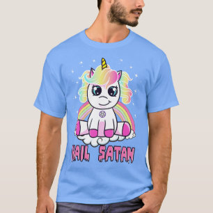 Cute Hail Satan Unicorn Rainbow Funny Satanic Pun T-Shirt