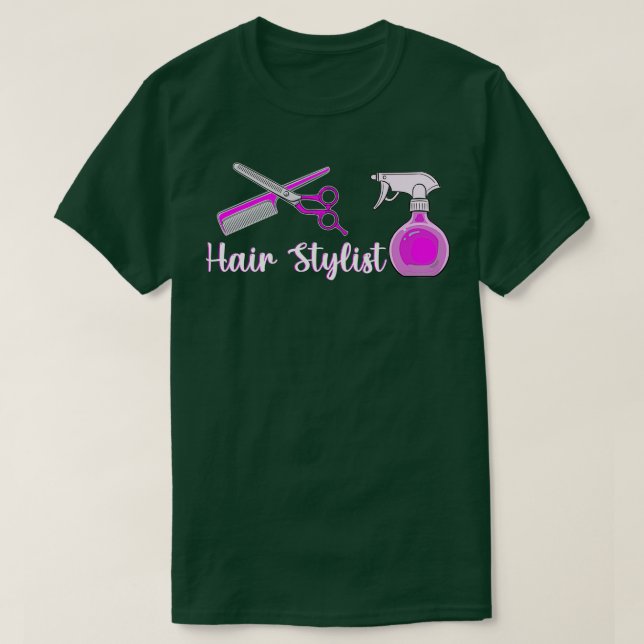 Cute Hair Stylist Scissors Hairdresser Girl T-Shirt (Design Front)