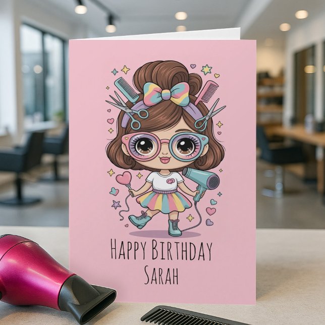 Cute Hairdresser Birthday Card for Beautician (Creator Uploaded)
