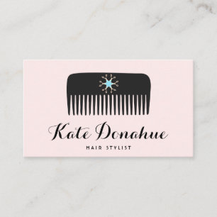 Cute Hairstylist Scissors Comb Pink Hair Salon Business Card