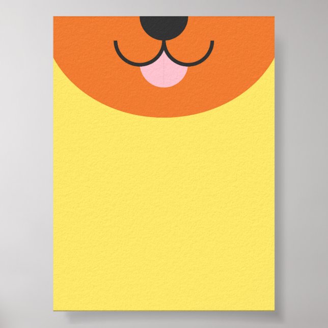 Cute Half Face Dog Cartoon – Playful 2D Flat Poster (Front)