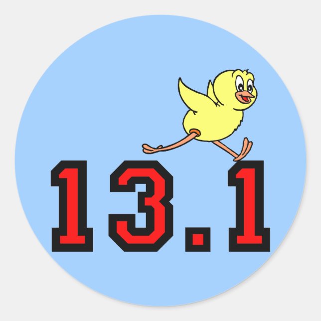 Cute half marathon classic round sticker (Front)