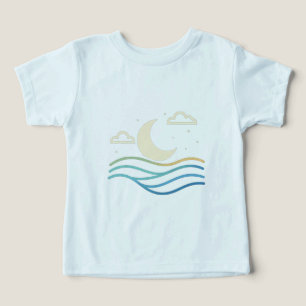 Cute Half Moon & Waves – Minimal Night Design for 