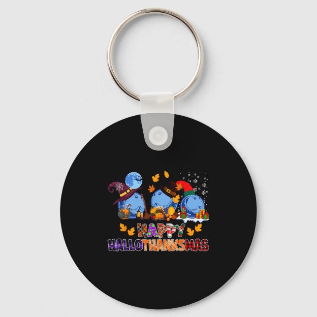 Cute Hallothanksmas Bowling Halloween Thanksgiving Key Ring (Front)