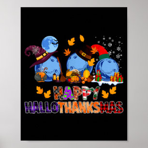 Cute Hallothanksmas Bowling Halloween Thanksgiving Poster