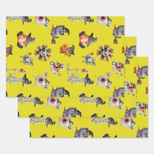 Cute Halloween all-over design Wrapping Paper Sheet (Set)