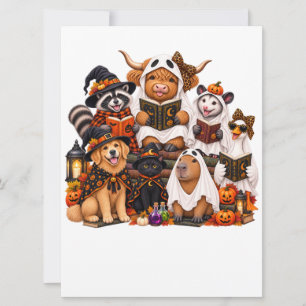 Cute Halloween Animal Book Club – Highland Cow Invitation