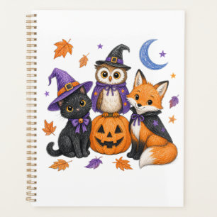 Cute Halloween Animals - Witch Black Cat Owl Fox P Planner