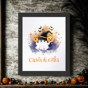 Cute Halloween Baby Shower Card & Gifts Sign 