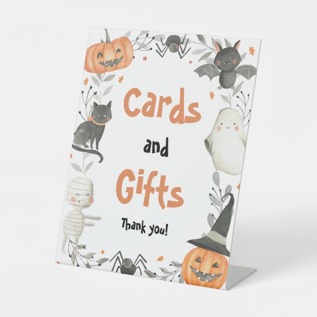 Cute Halloween Baby Shower Cards and Gifts Sign (Front)