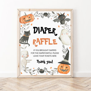 Cute Halloween Baby Shower Diaper Raffle Sign