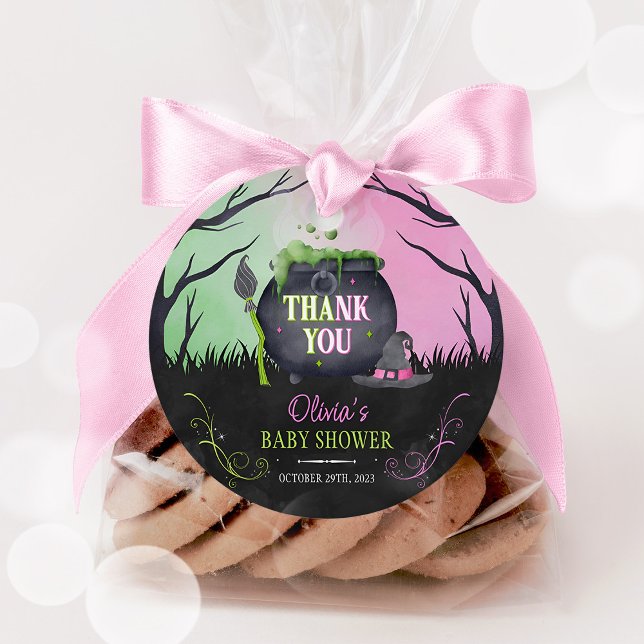 Cute Halloween Baby Shower Favour Tags (Witchy Baby Shower Favor Tags)