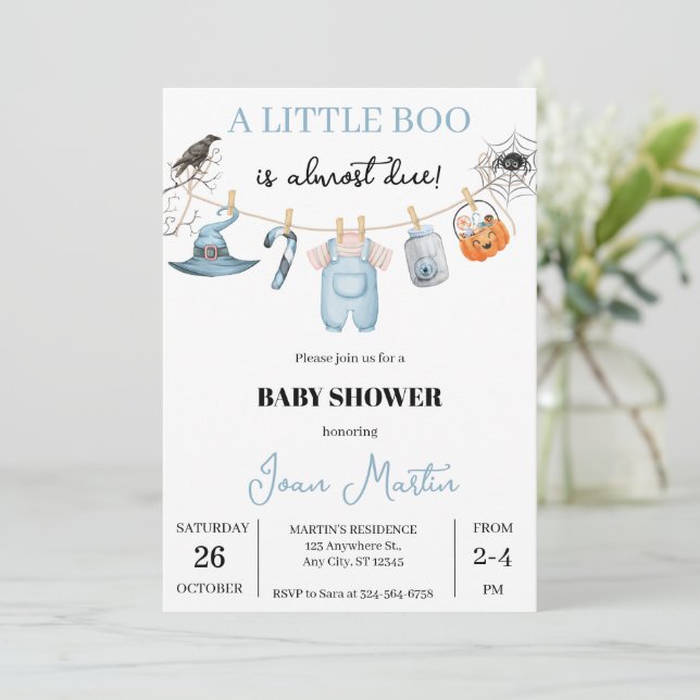 Cute Halloween Baby Shower for Boy Invitation (Standing Front)