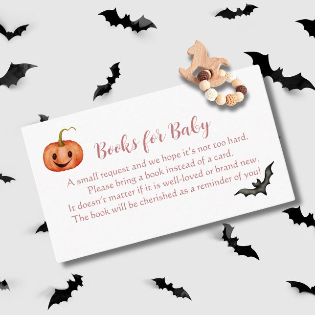 Cute Halloween Baby Shower Pink Book Request  Enclosure Card (Creator Uploaded)