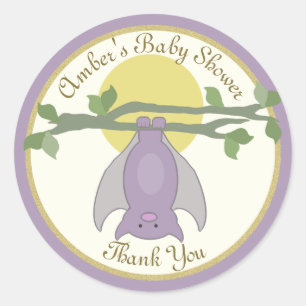Cute Halloween Bat Baby Shower Classic Round Sticker
