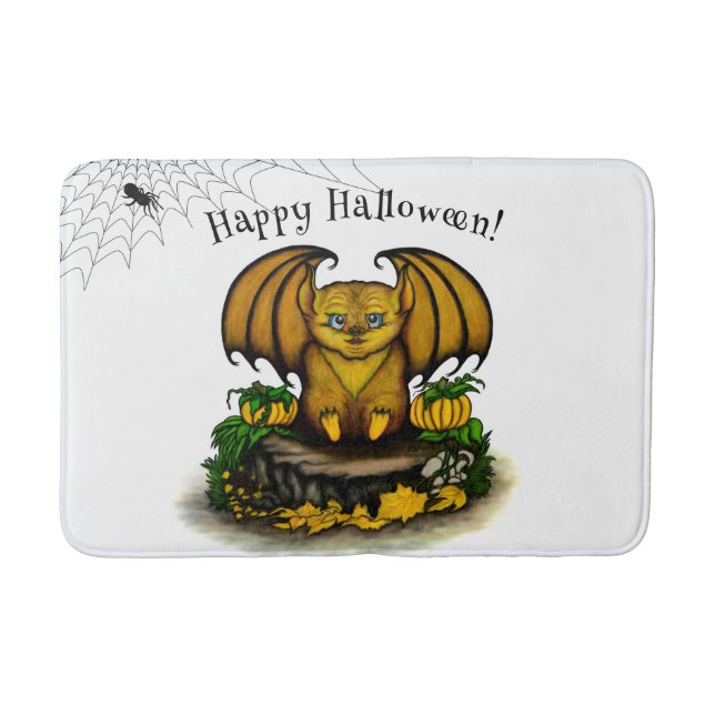  Cute Halloween Bat Bath Mat (Front)