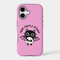Cute Halloween Bat Cat - Purr-fectly Spooky Pun