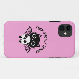 Cute Halloween Bat Cat - Purr-fectly Spooky Pun Case-Mate iPhone Case