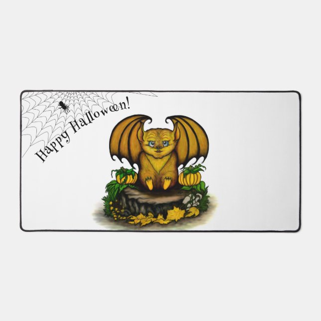 Cute Halloween Bat Desk Mat (Front)