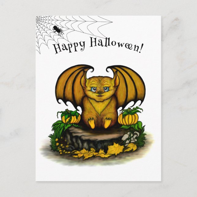  Cute Halloween Bat Holiday Postcard (Front)