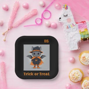 Cute Halloween bat in Disguise Festive Paper Plate