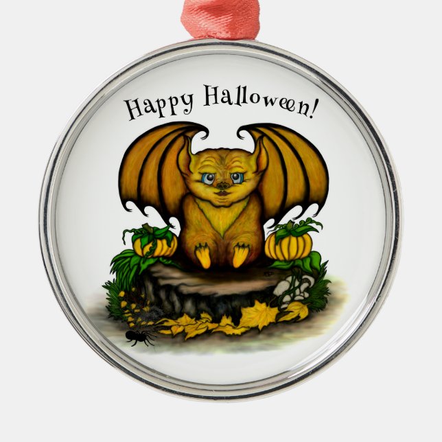  Cute Halloween Bat Metal Tree Decoration (Front)