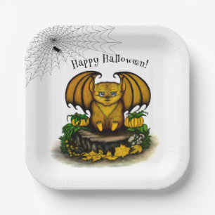  Cute Halloween Bat Paper Plate