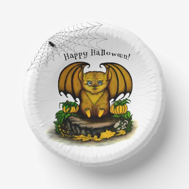  Cute Halloween Bat Paper Plate (Front)